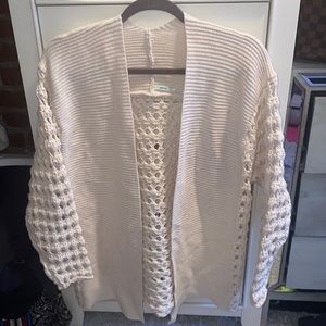 Open front off white sweater